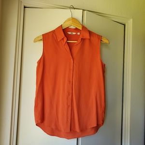 Uniqlo Sleeveless Button down Blouse in Orange